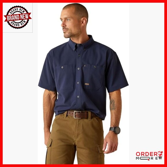 Men's Classic Fit Work Shirt with Perforated Fabric and Moisture Wicking